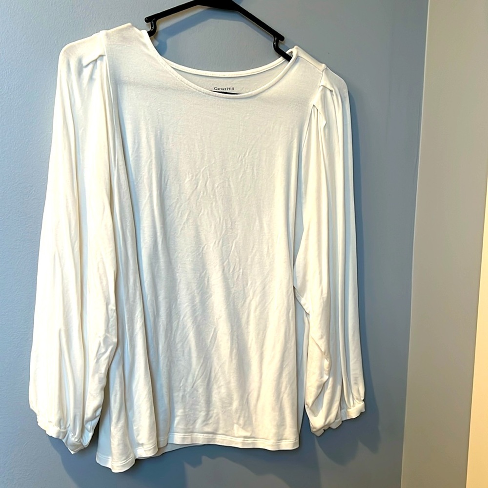 Garnet Hill Peasant Top - Cream - Medium